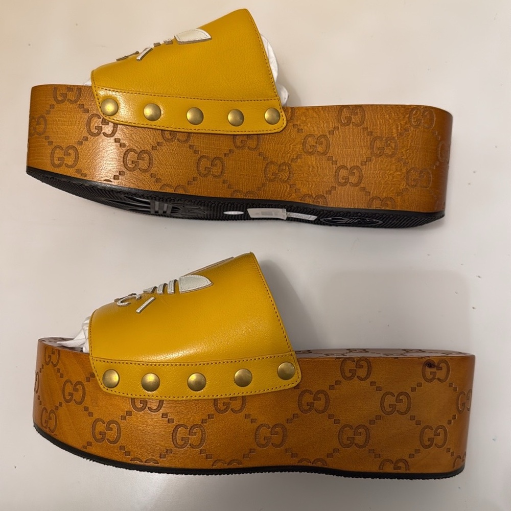 Authentic Gucci x Adidas wooden Platform Slides - Picture 10 of 16